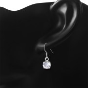 Diamond Clear CZ Sterling Silver Dangling Earrings, e435
